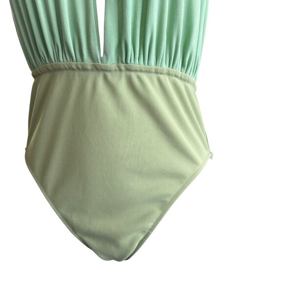 Green Halter Plunge Bodysuit Womens Size S - Picture 3 of 6